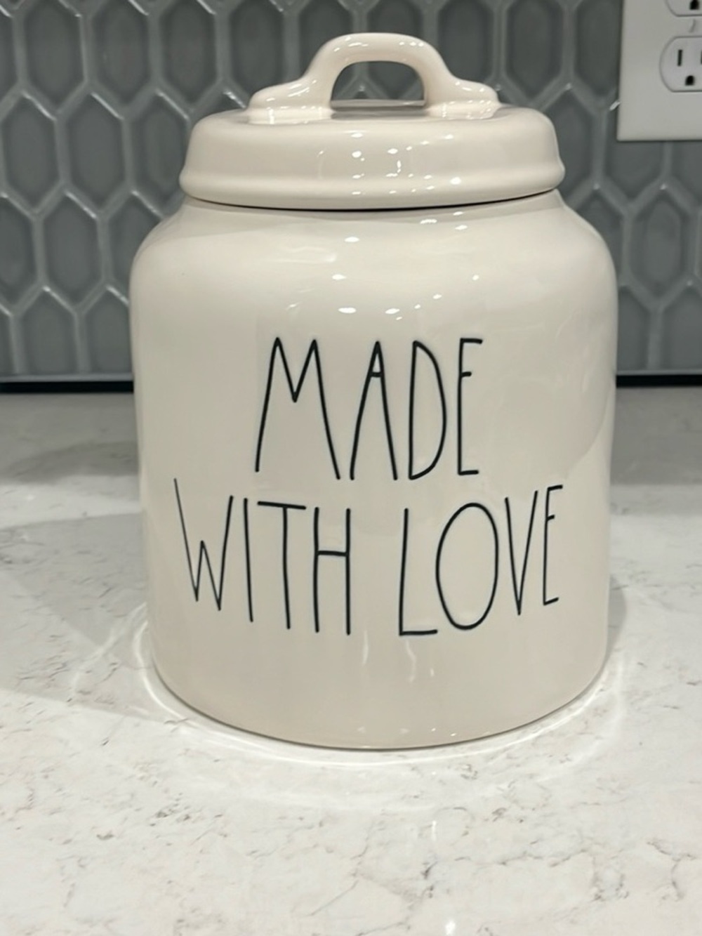 Ceramic 'Made With Love' Canister - Cream